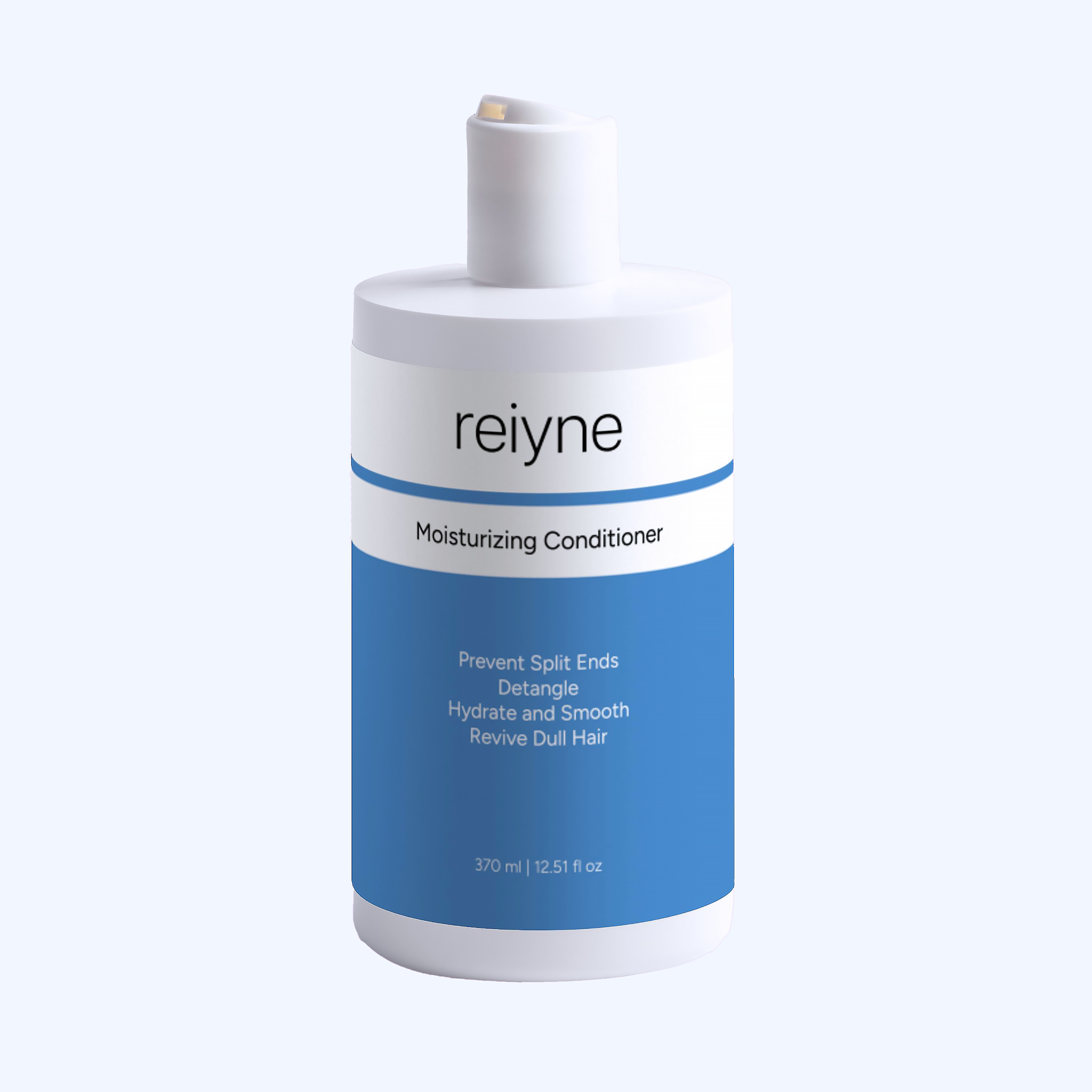 Reiyne Moisturizing Conditioner White bottle with push cap and Blue and purple label