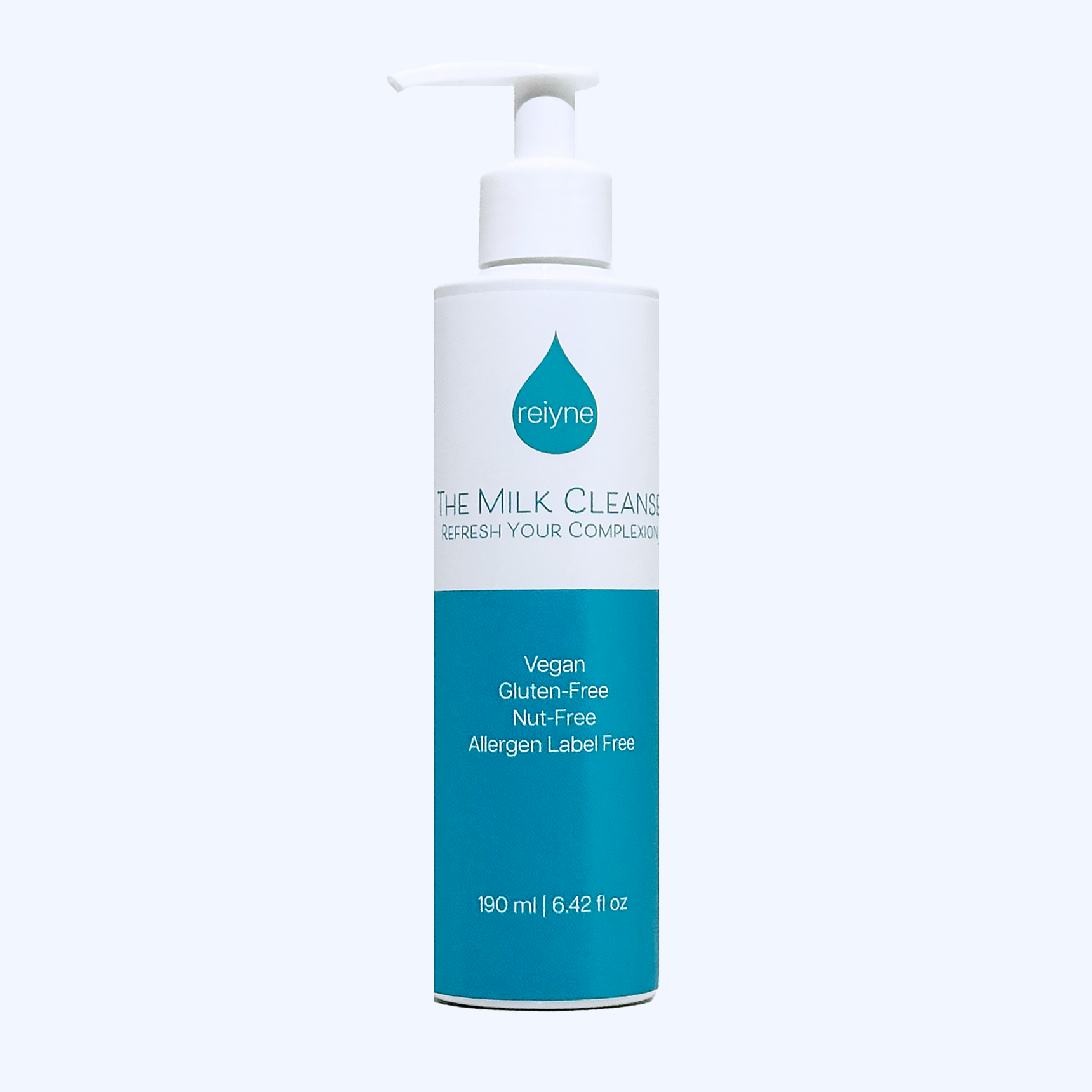 Reiyne The Milk Cleanse in a white pump bottle with Blue and white label
