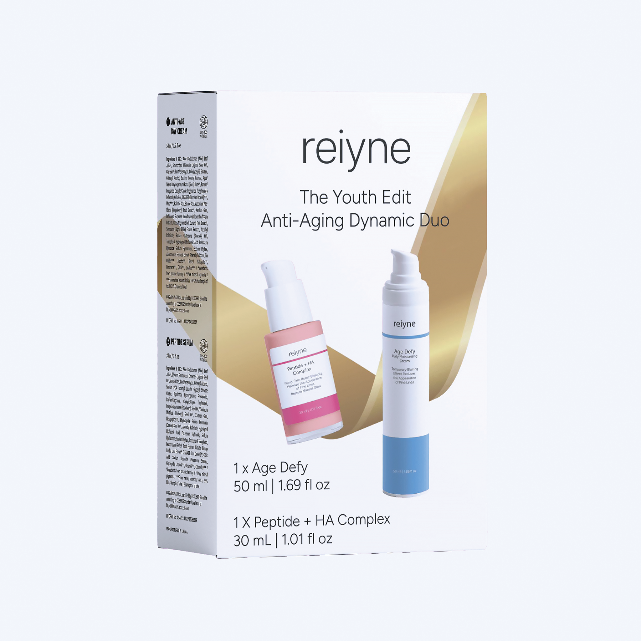 Reiyne The Youth Edit Anti-Aging Dynamic Duo with Age Defy Peptide plus HA complex