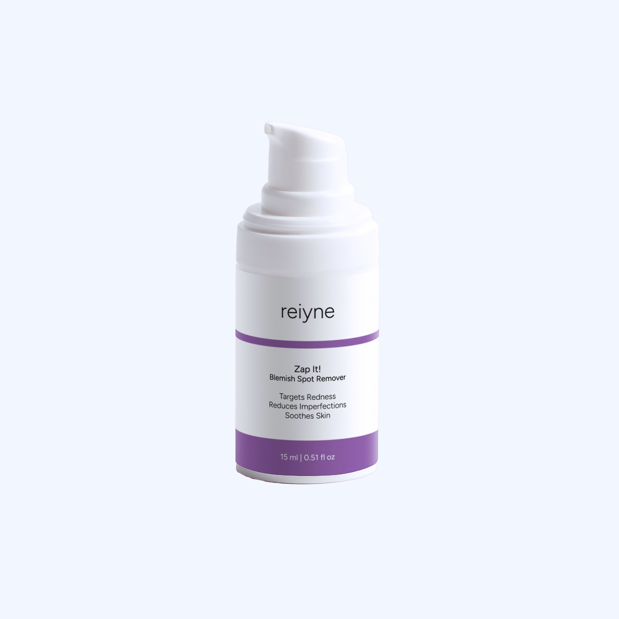 Reiyne Zap It! Blemish Spot Treatment in white airless point with purple and white label