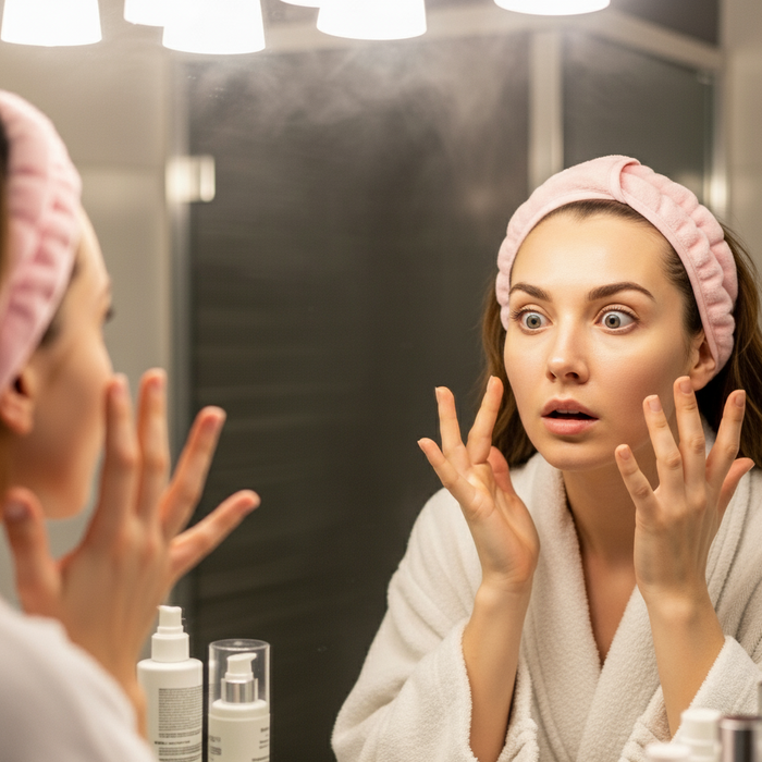 Image of a woman looking in the mirror