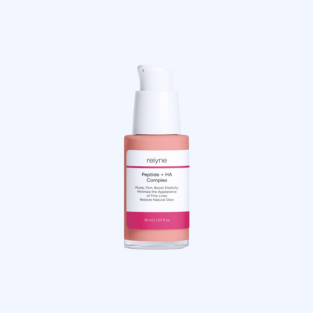 reiyne peptide plus HA Skincare bottle with a pink label on a white background