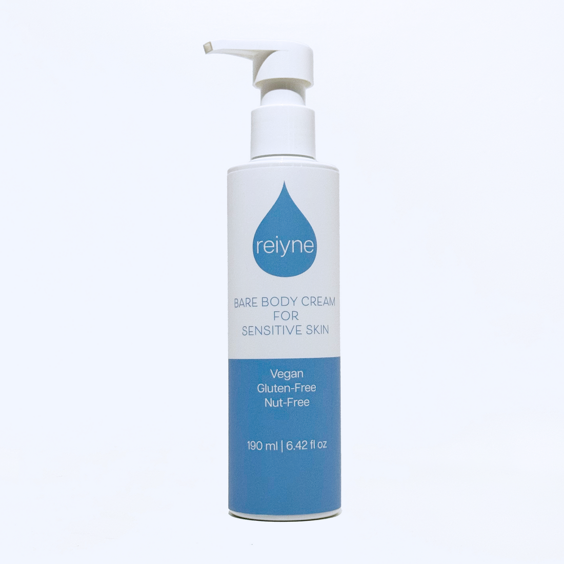 Reiyne bare body cream pump bottle on a white background