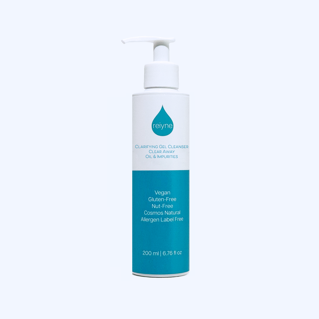 Reiyne Clarifying Gel Cleanser pump bottle on a white background