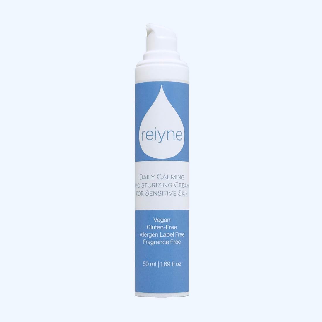 Reiyne Daily Calming Moisturizer for Sensitive Skin front with blue and white label