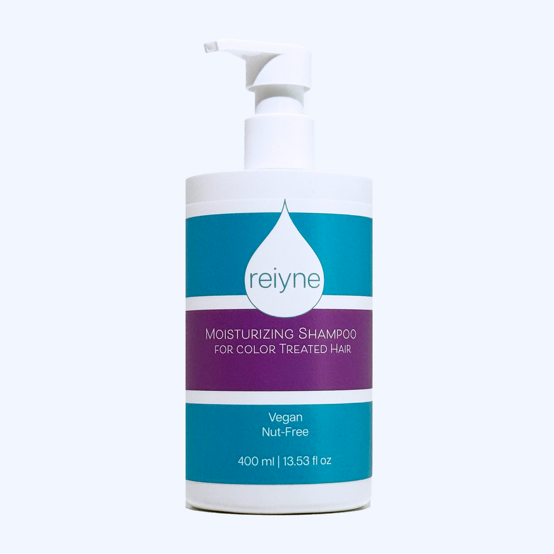 Reiyne Moisturizing Conditioner White bottle with push cap and Blue and purple label