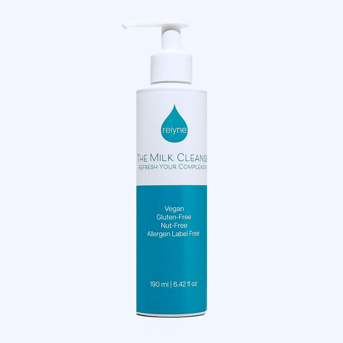 Reiyne The Milk Cleanse in a white pump bottle with Blue and white label