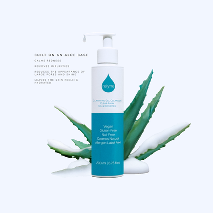 Reiyne Clarifying Gel Cleanser pump bottle on a white background